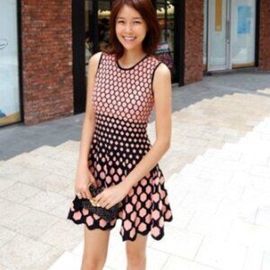 Soodee Silk Cotton Knit Fit and Flare Stretch Dress Size M